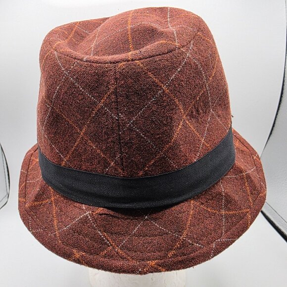 San Diego Hat Company Mens One Size Brown Plaid Fedora Hat Casual Formal Party - Picture 3 of 9